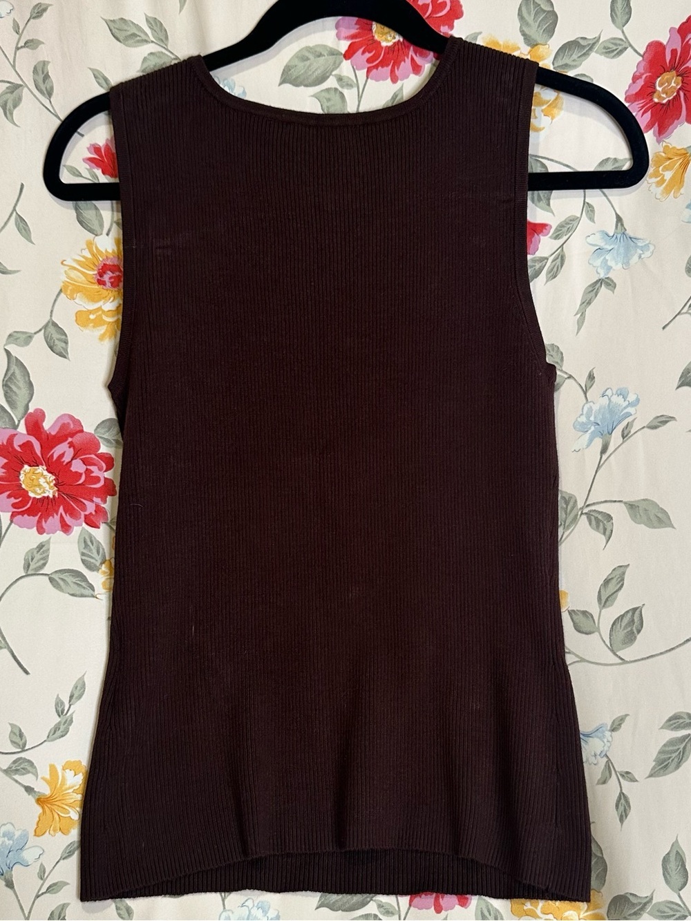 BELLDINI BROWN RIBBED TANK WITH GOLD SEQUIN NECKLINE WOMENS SIZE L - Picture 4 of 4